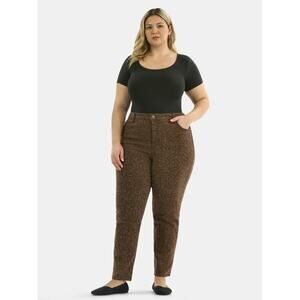 Terra & Sky Women’s Straight High Rise Jeans Size 22W Stylish Denim Brown New